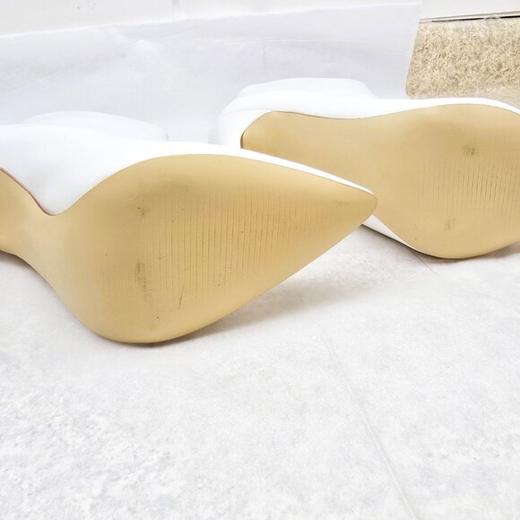 JustFab Women’s White Pointed Toe Ankle Boots Size 8 Stiletto Heel Zip Back NWB - Picture 7 of 10